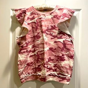 T. La Pink Camouflage Sweatshirt Size XL With Flutter Sleeves
